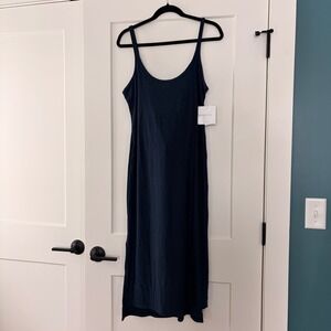 NWT Beyond Yoga Midi Dress Side Slits Navy Women's Size M